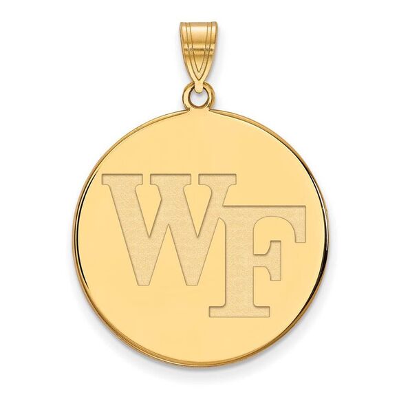 10k Yellow Gold Wake Forest U. XL 'WF' Disc Pendant - Picture 1 of 3